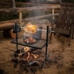 Onlyfire Adjustable Outdoor Camping Rotisserie Grill System and Spit Kit with Portable DC 3V Motor and 29 Inch Hexagon Spit Rod