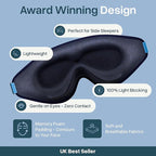 MyHalos® Sleep Mask - Eye Masks for Sleep - 100% Blackout Sleeping Mask for Women, Men & Side Sleepers - 3D Sleeping Eye Mask for Zero Pressure - Award Winning Design, Eyelash Friendly & Breathable