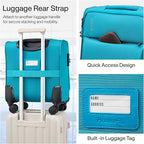 Hanke 16 Inch Underseat Carry On Luggage with Spinner Wheels for Airline, Small Softside TSA Approved Luggage Lightweight Rolling Suitcases Under Seat Travel Carry-On Bag(Caribbean Blue)