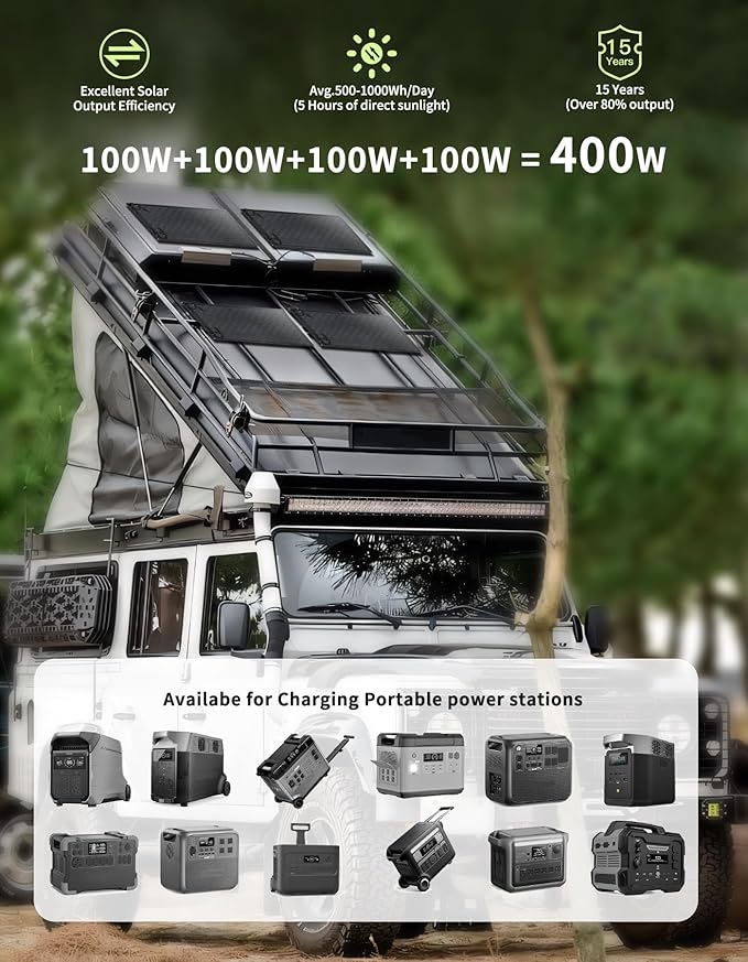 200W Flexible Solar Panel, 2PCS 100W 12 Volt Solar Panels Bendable High Efficiency 10BB Mono Cell for RV Boat Camping Home Marine Curve Surface PV Charging Farm Battery IP68 Waterproof