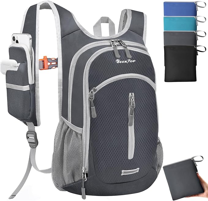 Seektop Small Hiking Backpack 12L to 15L Expandable Travel Packable Waterproof Daypack Lightweight Hiking Bag for Women Men