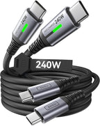 INIU Smallest 45W 20000mAh Power Bank with Built-in USB-C Cable & 240W Fast Charging [6.6ft, 2-Pack] Type C Charger Cord Combo
