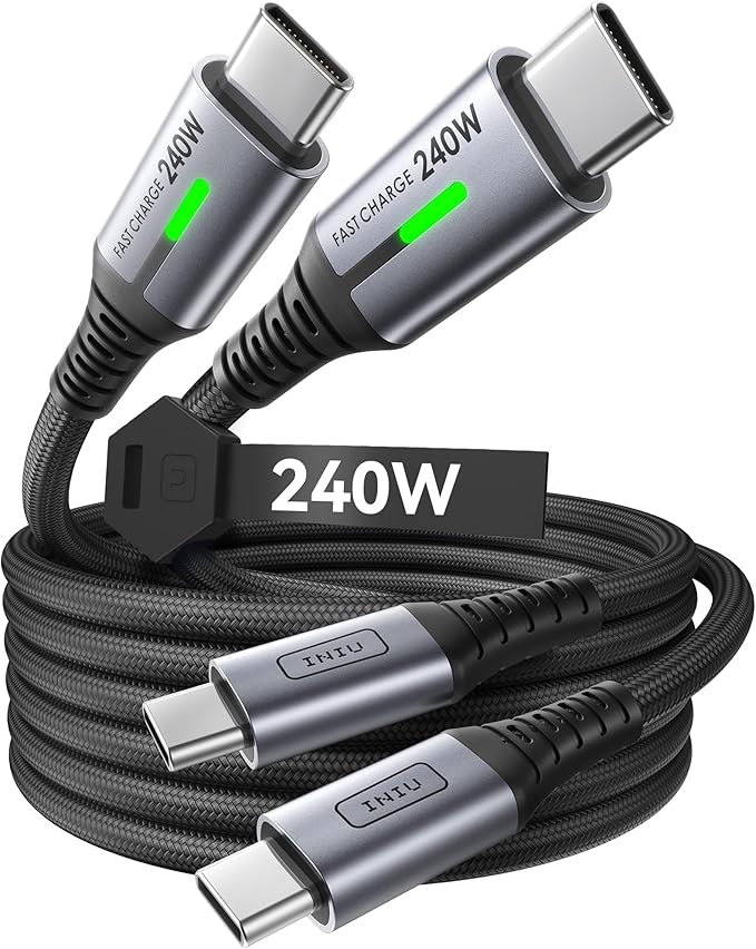 INIU Ultra Small 10000mAh 45W PD Power Bank & 240W Fast Charging [6.6ft, 2-Pack] Type C Charger Cord Combo