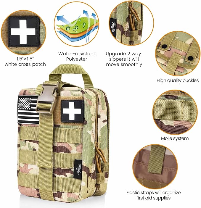 Medical Molle Pouch Tactical - 1000D Nylon First Aid Pouch, Big Capacity EMT Pouch Utility, Heavy Duty Military Grade Rip-Away Ifak Pouch for Home and Outdoor Activities（Bag Only