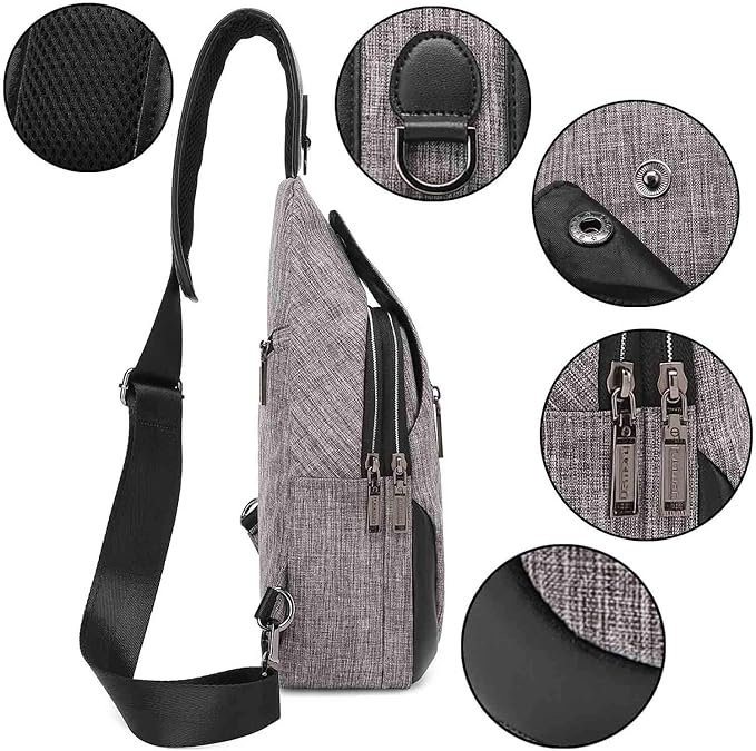 Small Sling Bag Crossbody Backpack Over the Shoulder Bag for Men Women Travel Outdoors, Lightweight Sling Chest Pack (Small, Grey)