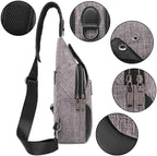 Small Sling Bag Crossbody Backpack Over the Shoulder Bag for Men Women Travel Outdoors, Lightweight Sling Chest Pack (Large, Grey)