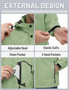 TACVASEN Men's Rain Jacket Lightweight Windbreaker with Hooded Water Resistant Outdoor Raincoat for Hiking Travel Camping