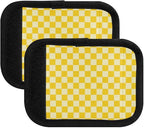 4Pcs Luggage Handle Wrap Suitcase Identifier Handle Covers Tags Soft Travel Bags Luggage Handle Gripper Accessories for Airplane Flying Checkered Yellow