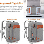 Lumesner Carry on Travel Backpacks, Extra Large 40L Flight Approved Bag for Men & Women,Expandable Suitcase Backpack With 4 Packing Cubes,Water Resistant Luggage Daypack Business Weekender Bag, Grey