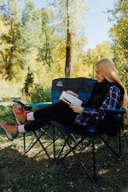 Quilted Standard Loveseat Camping Chair for 2 with Padded Seat and Back for Camping/Hiking/Backpacking Made by Caddis Sports (Standard Loveseat (Blue))