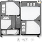 Compression Packing Cubes for Travel 6 Set Expandable Packing Organizers Durable Luggage Bags Organizers for Suitcases Travel Accessories (Gray)