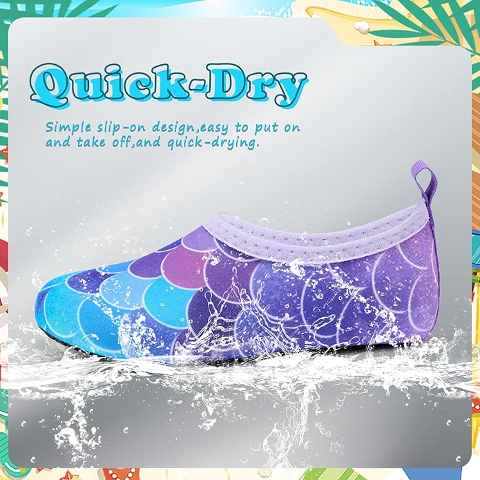 Deevike Kids Water Shoes Boys Grils Barefoot Quick Dry Aqua Socks Beach Shoes for Toddler Sports Swim Surf Outdoor Walking