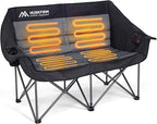 Heated Double Camping Chair, Heated Camping Chair with 3 Adjustable Temperatures and 4 Heating Zones,Portable Heated Chairs Outdoor Sports Support 650lbs（Battery Not Included）