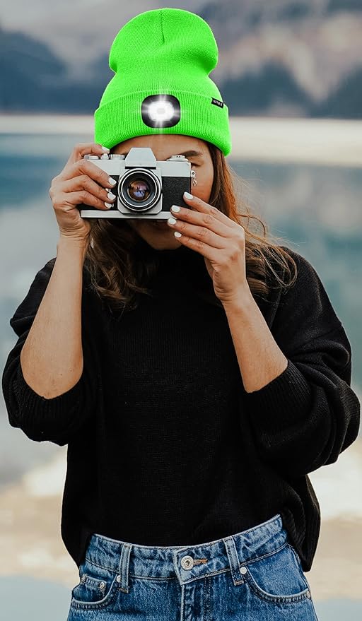ATNKE LED Lighted Beanie Hat,USB Rechargeable 4 LED Running Headlamp Bright Cap with The Light Gifts for Men and Women