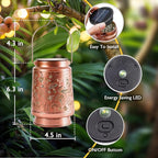 Homemory Solar Lanterns Mushroom Lights Outdoor Waterproof Garden Decor Women Gifts for Birthday, LED Hanging Solar Lights Metal Lantern Decoration Outside for Yard, Patio, Backyard, Porch, Lawn