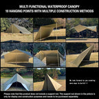 GOLDCAMP Waterproof Camping Tarp，70D Nylon 10X13.2ft Hammock Rain Fly ，UV 50+ and PU15000mm Tent Tarp Shelter Canopy，Heavy Duty Multifunctional Sun Shade Essentials for Hiking (120''X120'')