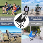 High Back Camping Chair,Outdoor Comfortable Chair for 600 LBS Capacity Oversized Camping Chair with Comfortable Backrest & Headrest, Quick Setup - Compact Folding Chair(Black)