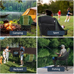 Oversized Camping Chair for Large Adults Heavy Duty 400 lbs Capacity, Comfortable Padded Folding Lawn Chair with Back & Headrest Support and Cup Holder, Portable Outdoor Chair with Carry Bag