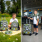 Rosamo Kid’s Luggage Set 6 Piece Suitcase Set 16" Hardside Luggage with Spinner Wheels Girls Boys Carry on Luggage Travel Rolling Luggage Airline Approved (Soccer)