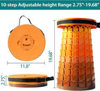 ALEVMOOM Upgraded XXL 50 Portable Collapsible Stool with Cushion,Telescoping Folding Stool for Adults,Yet More Sturdy Camping Stool with Load Capacity 1000lbs,for Outdoor Garden Hiking BBQ