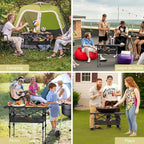 3ft Roll Top Camping Table, 2 Adjustable Heights Aluminum Folding Camping Table with Storage Net and Bag, Waterproof, Lightweight Outdoor Table 32.2” x 16”, for Travel BBQ Party Picnic, Black