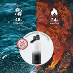 BUZIO Insulated Water Bottle with Straw Lid and Flex Cap, 40oz Modern Double Vacuum Stainless Steel Water Flask, Cold for 48 Hrs Hot for 24 Hrs Simple Thermo Canteen Mug, White and Black