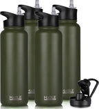 HASLE OUTFITTERS 40oz Stainless Steel Water Bottle, Vacuum Insulated Double Walled Leak Proof Sports Water Bottle with 2 Lids (Straw and Spout Lid) Thermo Mug Keep Cold and Hot(Army Green,4)