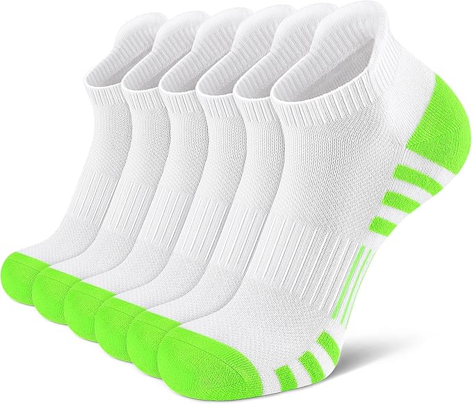 Airacker Ankle Athletic Running Socks Cushioned Breathable Low Cut Sports Tab Socks for Men and Women (6 Pairs)