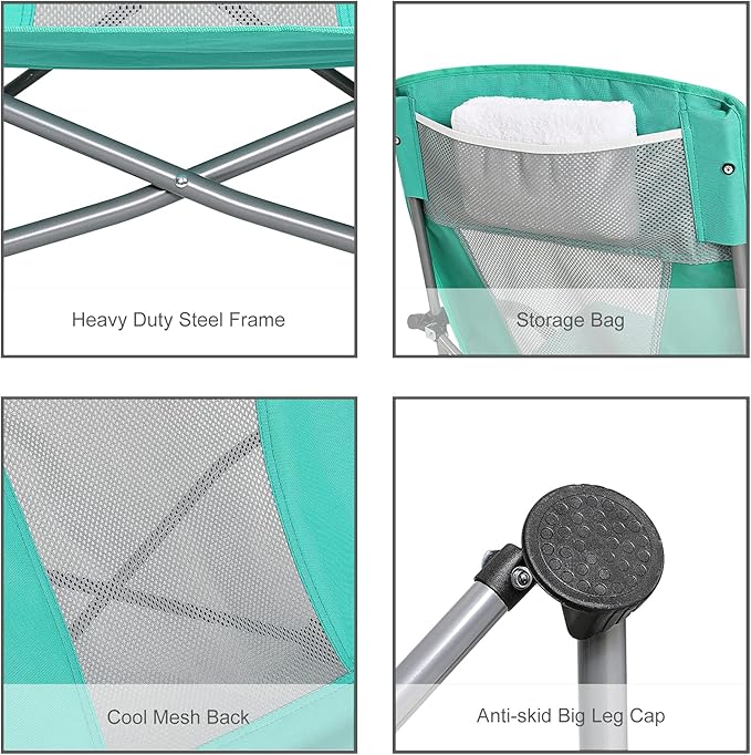 G4Free Beach Chair Folding Portable Beach Backpack Camping Chair for Adults with Mesh Back
