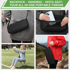 2Pack Camping Stool Collapsible Stool, Portable Folding Stool for Adults with Carry Bag, Lightweight Foldable Stools for Outdoor Camping Hiking Fishing Travel Picnic Gardening, Holds 264.5LBS(Black)