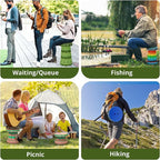 Retractable Folding Stool - Heavy Duty 400 lb Collapsible Portable Stool for Camping, Hiking, Fishing, Indoor/Outdoor with Non-Slip Base and Lightweight Design (Light Green, 2-Pack)