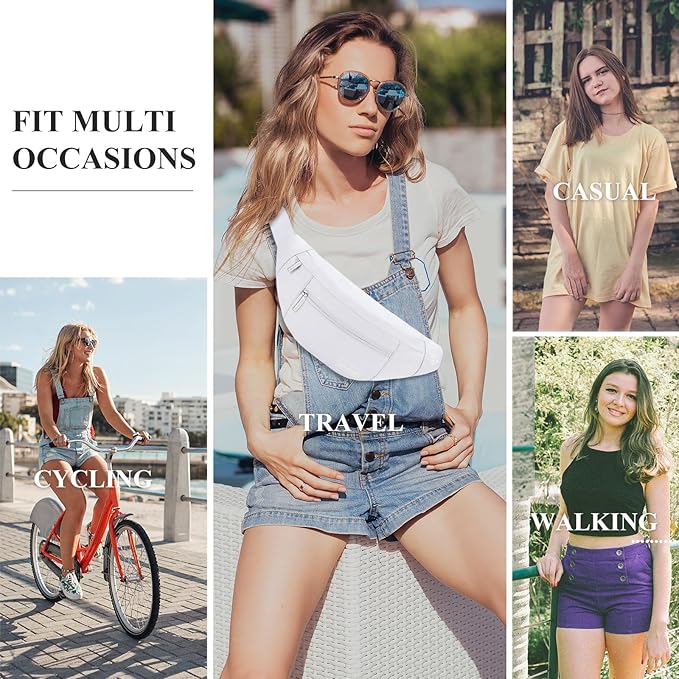 MAXTOP Large Crossbody Fanny Pack with 4-Zipper Pockets,Gifts for Enjoy Sports Festival Workout Traveling Running Casual Hands-Free Wallets Waist Pack Phone Bag Carrying All Phones