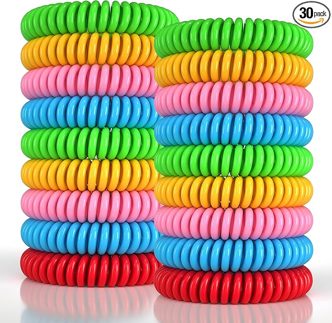 BuggyBands Mosquito Bracelets, 30 Pack Individually Wrapped, DEET Free, Natural and Waterproof Band for Adults & Kids