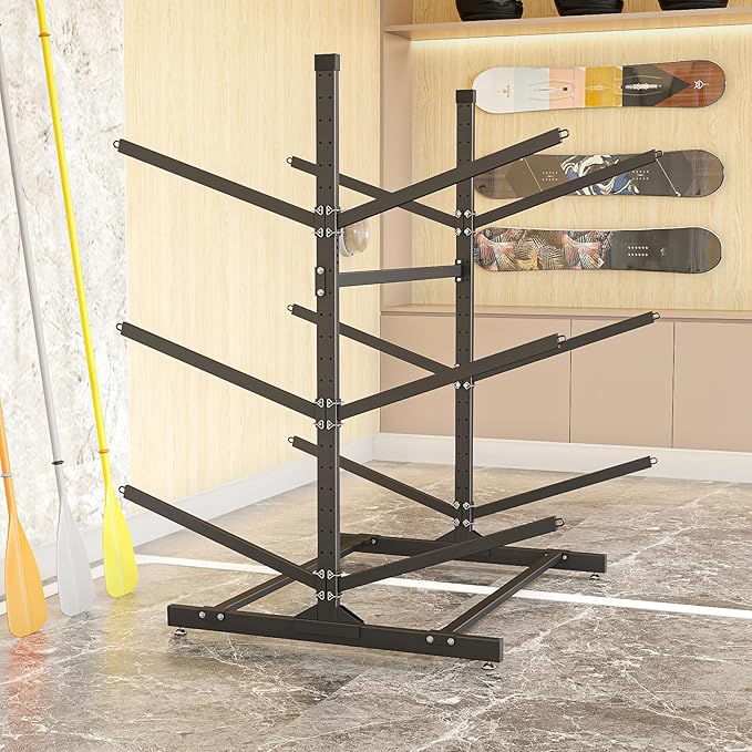 Kayak Storage Rack, Heavy-Duty Metal Kayak Storage Rack Adjustable Freestanding Kayak Stand, Canoe and Paddleboard Kayak Rack for Indoor & Outdoor Use