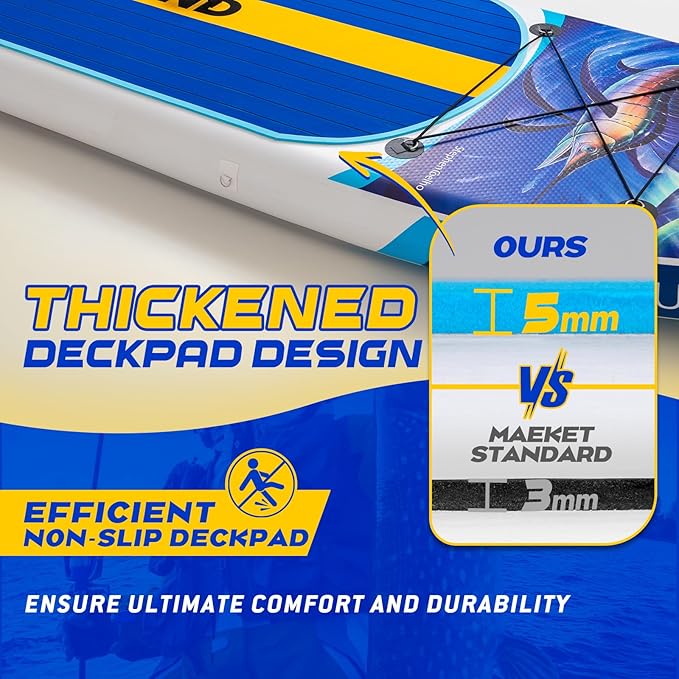 TRUISLAND Inflatable Paddle Board, Stand Up Paddle Board with Backpack, Non-Slip Thickened Deckpad, Waterproof Phone Case, Leash, Paddle, Hand Pump