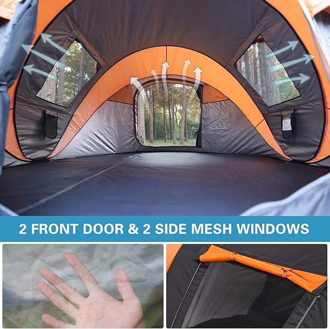 EchoSmile Instant Pop Up Camping Tent, 2/4/6 Person, Easy Setup Tent, Water Resistant Dome, Portable with Carry Bag