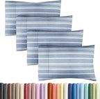 CGK Unlimited King Size Pillow Cases Set of 4 - Soft, Premium Quality Microfiber Pillowcase Covers - 20x40, 20x36 & 20x48 Pillows for Sleeping - Blue Stripes 3