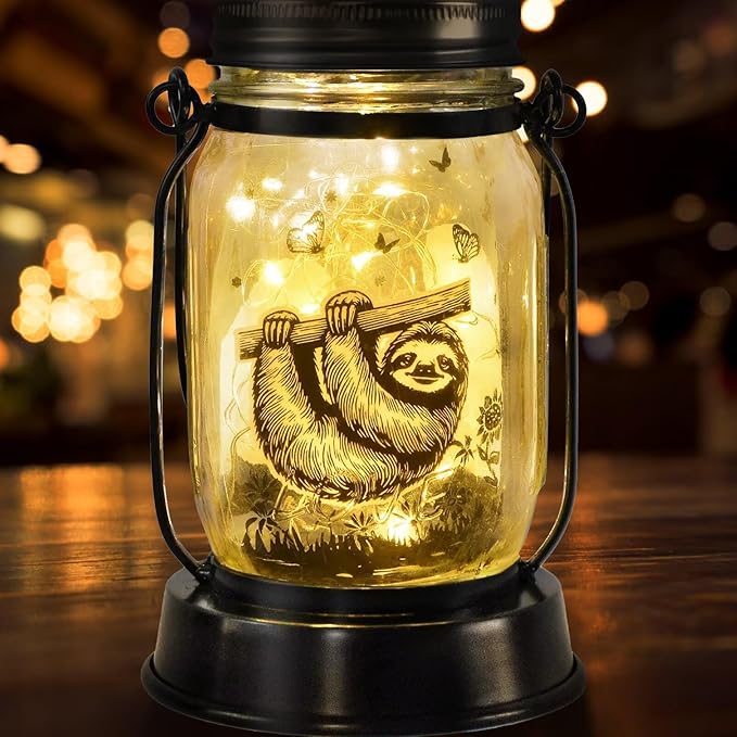 kyoryuger Sloth Gifts for Women/Men Sloth Lovers Solar Lantern Mom Birthday, Mothers Day, Solar Garden Decoration Outside for Yard, Patio,Backyard,Porch, Torches