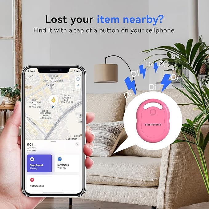 Air Tracker Tag-1 Pack [Apple MFI Certified], Smart Bluetooth Tracker Works with Apple Find My (iOS Only, Not for Android), Key Finder and Item Locator Smart Tag for Keys, Luggage, Backpack(Magenta)