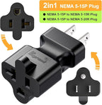 15 Amp to 20 Amp Nema 5-15P to 5-15R/5-20R Power Adapter (3 Pack)