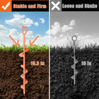 Eazy2hD 6 Pack Tent Stakes Heavy Duty, 15 Inch Ground Anchors Screw in, Metal High Winds Trampoline Stake with Nut and Tool, Spiral Anchor Kit for Camping, Shed, Swing Set, Canopy, Car Ports