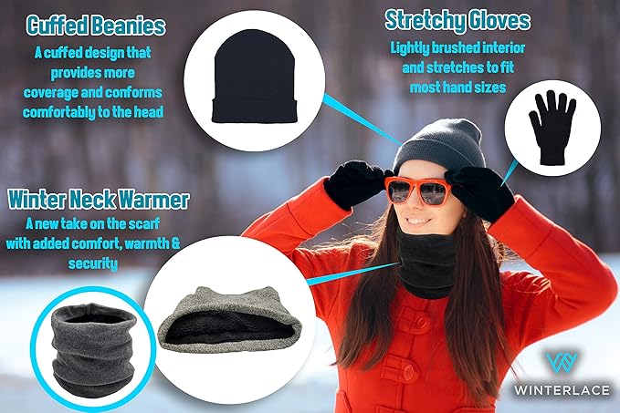 96x Winter Gloves, Beanies, Crew Socks, Neck Warmers Donation Charity Care Bulk Bundle