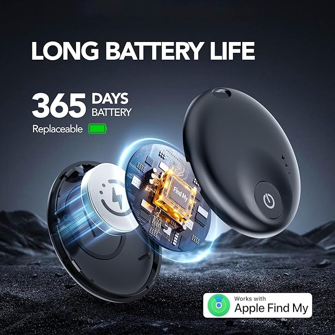 Air Tracker Tags-4 Pack, Smart Bluetooth5.3 Tracker, Item Finder Work with Apple Find My, Trakcer Tag Locator for Keys, Luggage, Backpack, Suitcase,120dB Sound,Waterproof Protective(4Black)