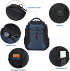KROSER Friendly Travel Laptop Backpack 17.3 inch XXXL Gaming Backpack Water-Repellent College Daypack Business Backpack with RFID Pockets & USB Port for Men/Women-Black/Haze Blue