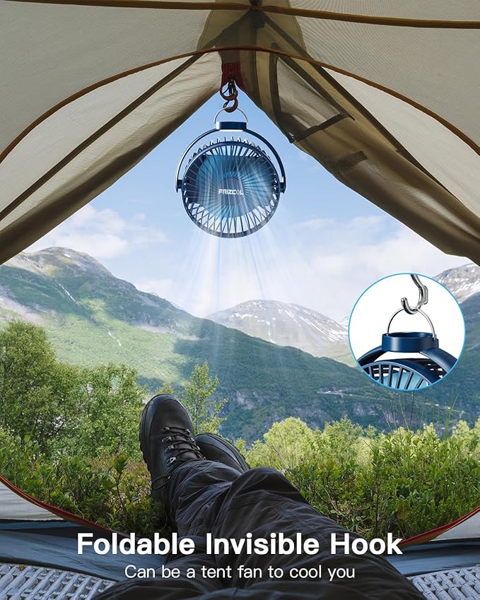 FRIZCOL 12000mAh Portable Stroller Fan, Use As Power Bank, 65H Battery Operated Fan Flexible Tripod Clip On Fans, Detachable Personal Handheld Baby Fans for Stroller, Car seat, Desk, Treadmill (Blue)