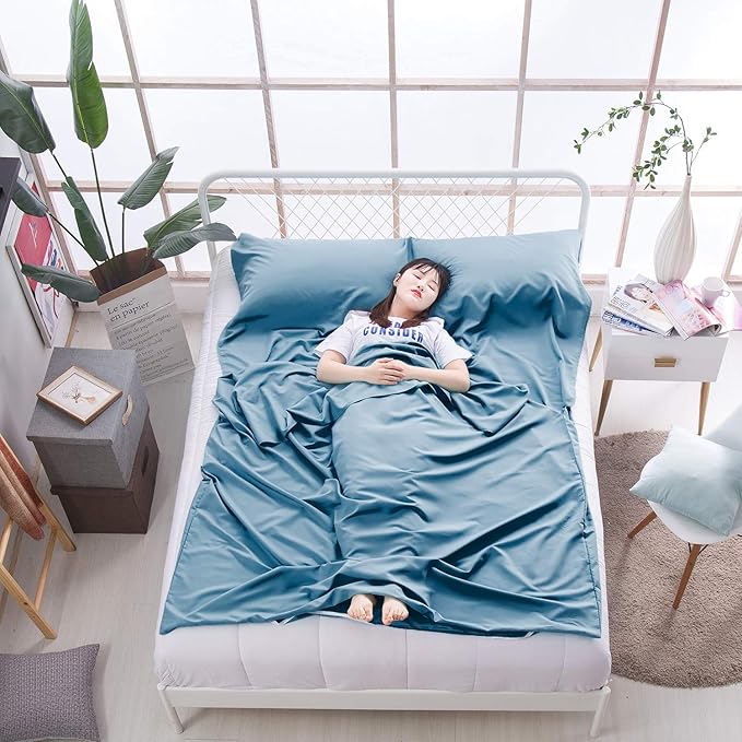 Sleeping Bag Liner Lightweight Compact Sleeping Bag Sack Portable Clean Travel Sheet Camping Sleep Sheet for Backpacking Hotel Hiking