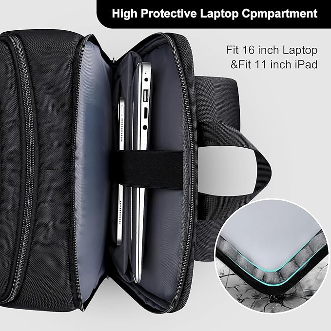 PIJUSHI Travel Backpack for Women Men Flight Aprroved Carry on Bag Large Casual Luggage Backpack Fit 16 inch Laptop(PE050 Black)