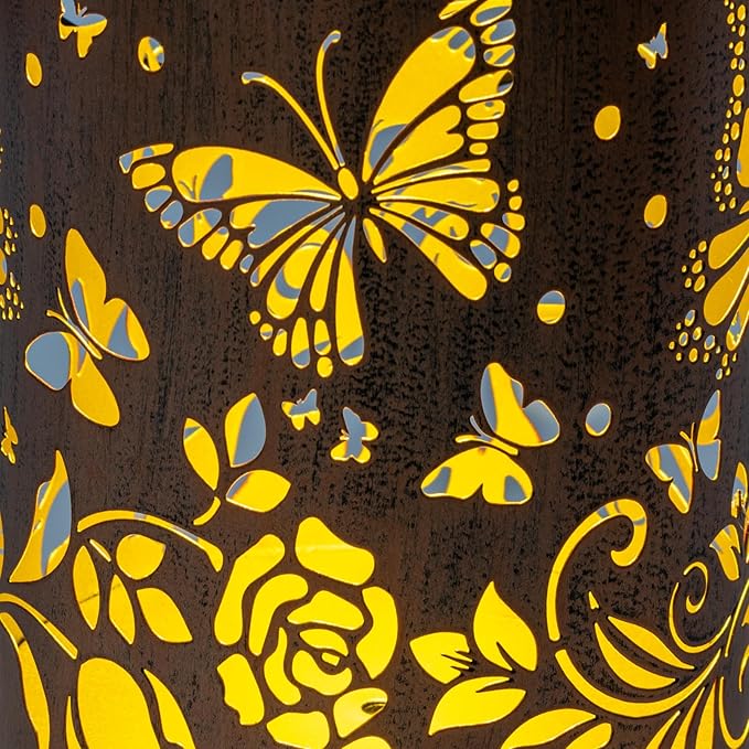 Boho Solar Lanterns Outdoor 2 Pack - Birthday Gifts for Women Mom Grandma Metal Hanging Solar Powered Unique Garden Decorative LED Lights for Outside Yard Patio Lawn Porch Decor(Butterfly)