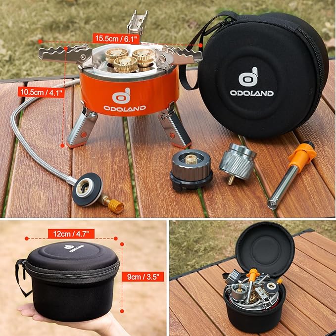 Odoland 5000W Portable Camping Stove Lightweight Camp Stove Collapsible Backpacking Stove with EVA Box for Outdoor Camping Cooking Hiking and Picnic