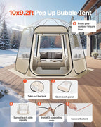 VEVOR Pop up Sports Tent, 8 Sizes Optional Clear Bubble Tent for 1-6 Person, Waterproof Outdoor Pod with Floor Mat & Top Cover, Garden Igloo Dome Tents Camping Shelter for Sports Watching